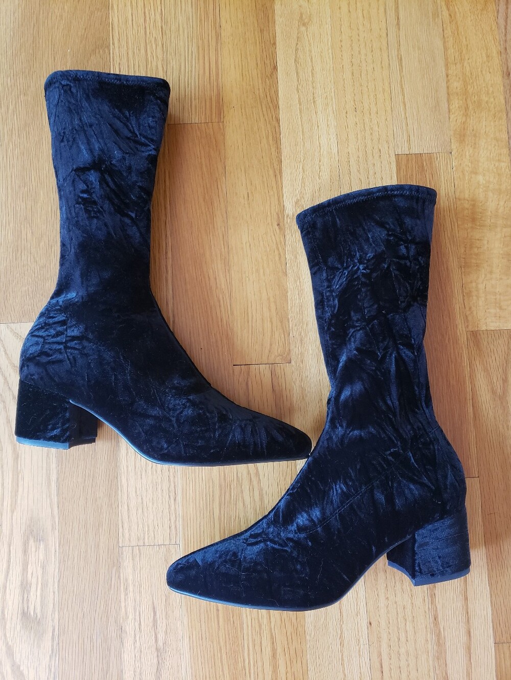 Vagabond Mya Black Crushed Velvet Sock Boot